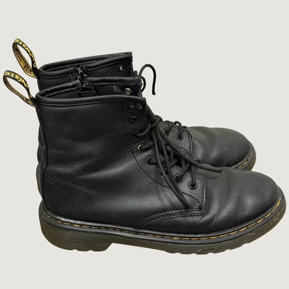 Dr. Martens Junior 1460 Softy T Black Leather Lace Up Combat Boots Unisex Kids 3